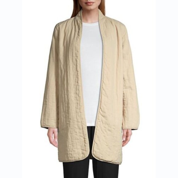 Sold_ Eileen Fisher on Christmas Sales! light jacket,  Quilted Tencel & Linen - Picture 2 of 6